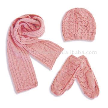  Cable Stitch Scarf, Beanie & Gloves ( Cable Stitch Scarf, Beanie & Gloves)