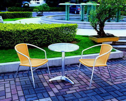  Aluminum Table and Resin Wicker Stack Chair Breakfast Set (Алюминиевый стол и смолой плетеная St k Председатель Завтрак Установить)