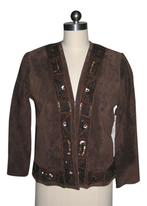  Ladies` Pig Suede Jacket (Дамы хрюшка замшевую куртку)