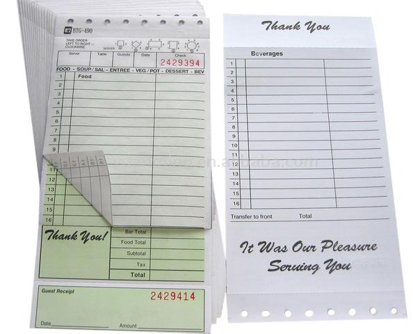  Two-Part Carbonless Guest Check ( Two-Part Carbonless Guest Check)