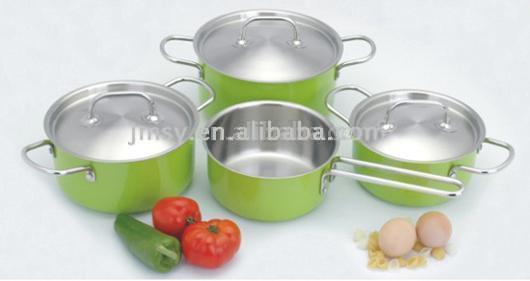  7pc Green Color Cookware Set (7pc зеленого цвета посуда Установить)