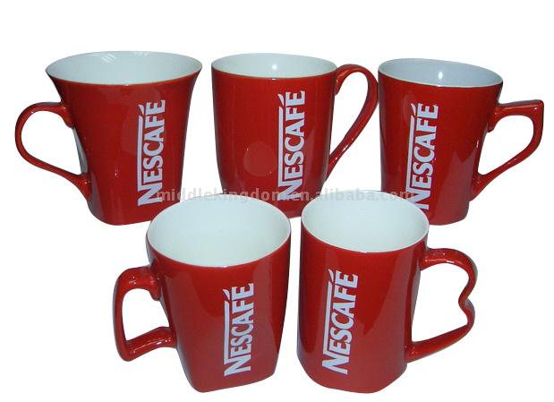  Red Glazed Coffee Mug with Logo Printing (Rouge glacé Café Tasse avec impression de logo)