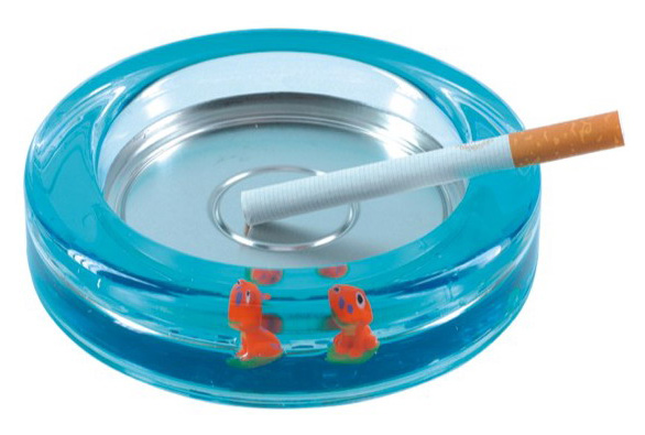  Round Liquid Acrylic Ashtray with Various Floaters