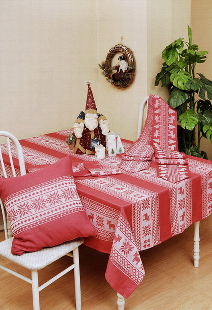  Christmas Jacquard Poly-Cotton Table Cloth ( Christmas Jacquard Poly-Cotton Table Cloth)