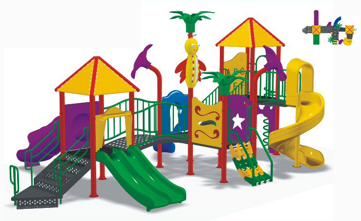  Playground, Play Center and Slide Combination (Детская площадка, игровом центре, салазки)