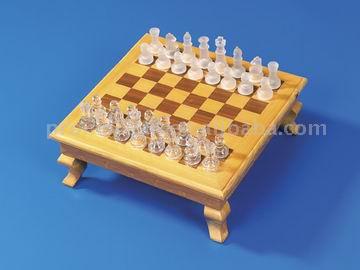  Glass Chess Set with Wooden Box (Стекло Шахматы с деревянной Box)