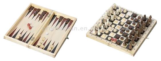  3 in 1 Game Set with Wooden Box (Chess/Checkers/Backgammon) ( 3 in 1 Game Set with Wooden Box (Chess/Checkers/Backgammon))