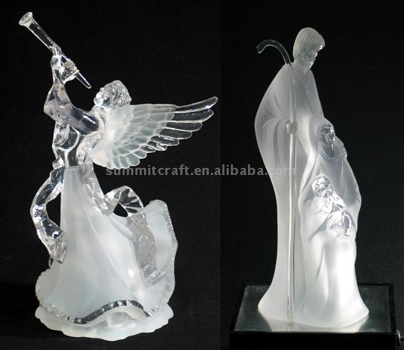  Clear Polyresin Figurine (Angel & Jesus)