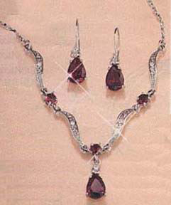 Garnet Pendant and Earring Set