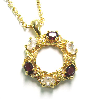  Garnet & CZ Stone Necklace ( Garnet & CZ Stone Necklace)