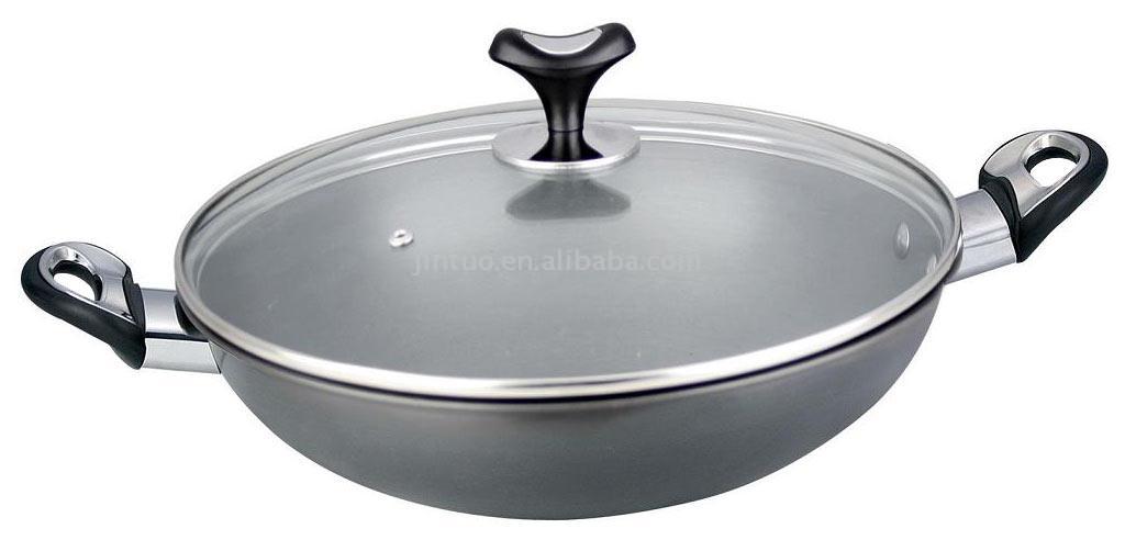  38cm & 40cm Smokeless Non-Stick Chinese Wok with Double Ears (38cm et 40cm sans fumée non chinois Stick Wok avec double Ears)