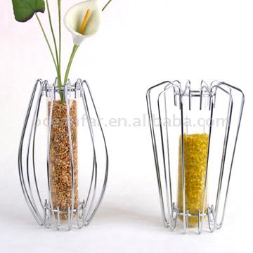  Glass Tube Vase with Stainless Wire Holder