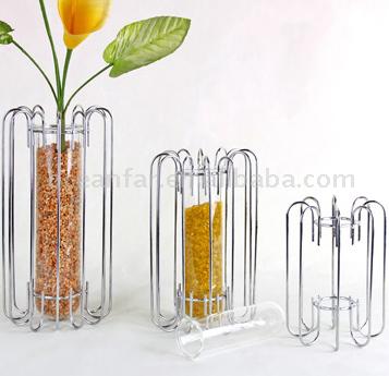  Glass Tube Vase with Stainless Wire Holder (Стеклянная трубка Ваза с нержавеющей проволоки Организатор)