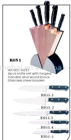  Knife Set With Wooden Block (Messer-Set mit Holzblock)