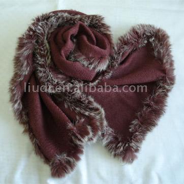  Wool Shawl With Rabbit Fur