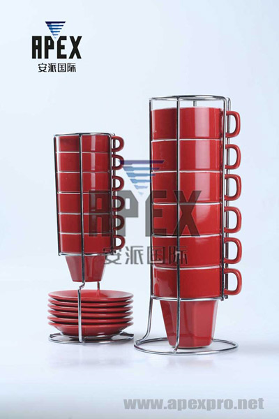  Ceramic Cup and Saucer with Metal Stand ( Ceramic Cup and Saucer with Metal Stand)