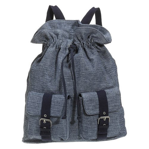  Canvas Denim Sling-Style Bag with Pockets   C Blue ( Canvas Denim Sling-Style Bag with Pockets   C Blue)