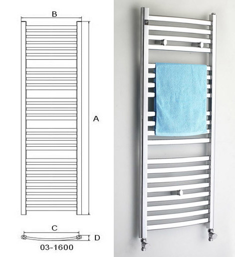  Towel Warmer (HB-R03 Series) Chrome/Curved Tube (Sèche-serviettes (HB-R03 Series) Chrome / Curved Tube)