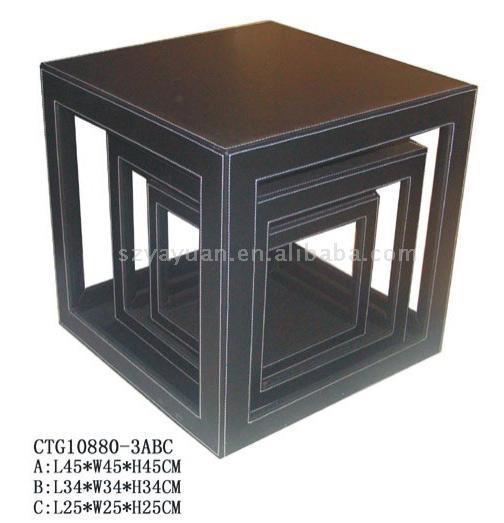  Set Of 3 Faux Leather TV Stand Set ( Set Of 3 Faux Leather TV Stand Set)