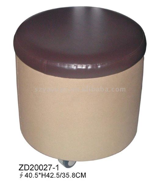  Faux Leather & Canvas Round Ottoman with Lid ( Faux Leather & Canvas Round Ottoman with Lid)