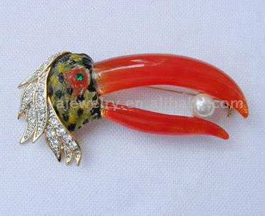  Resin Stones Brooch with Pearl