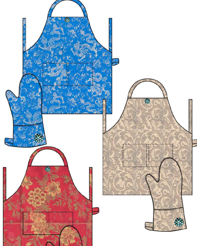  Polyester Jacquard Apron and Gloves (Полиэстер жаккард фартук и перчатки)