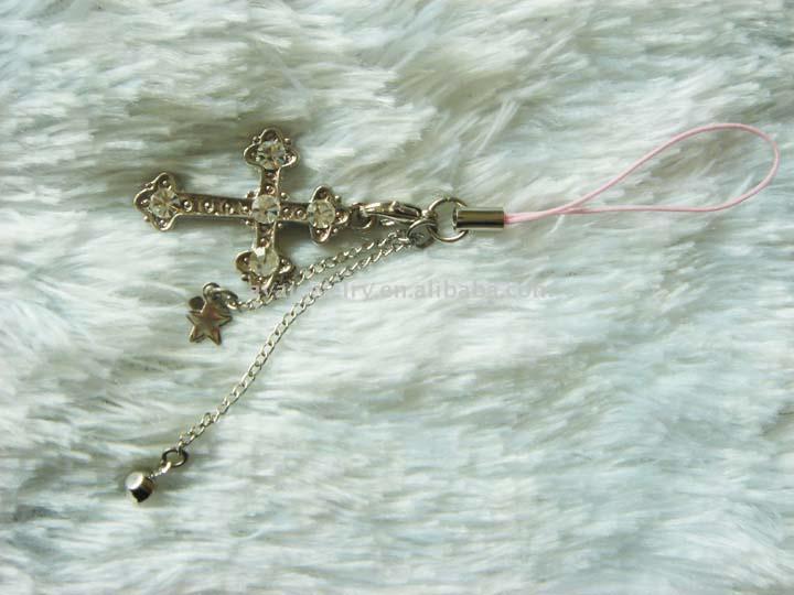  Cross-Shaped Mobile Phone Accessory With Stones (En forme de croix Mobile Phone Accessory avec des pierres)
