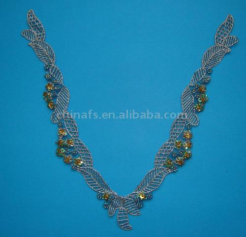  Silver Silk Embroidery on Organza with Beads and Sequins(30008) ( Silver Silk Embroidery on Organza with Beads and Sequins(30008))