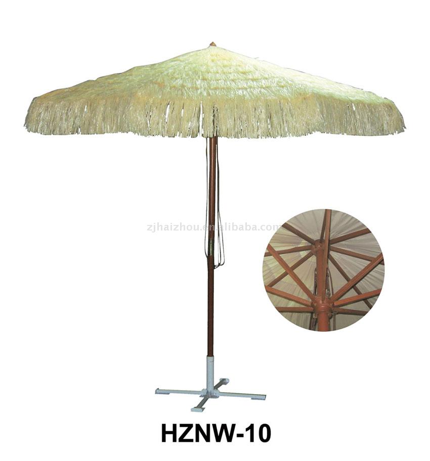  Imitative Straw Wooden Shaft Umbrella