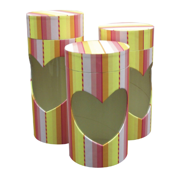  Round Tube Gift Box with Heart Shape Window