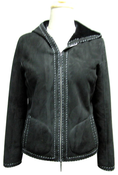  Ladies` Dark Grey Lamb Suede Jacket ()