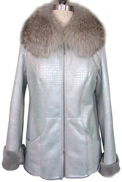  Ladies` Silver Lamb Jacket with Printing (Женские куртки серебро Агнца с печатью)