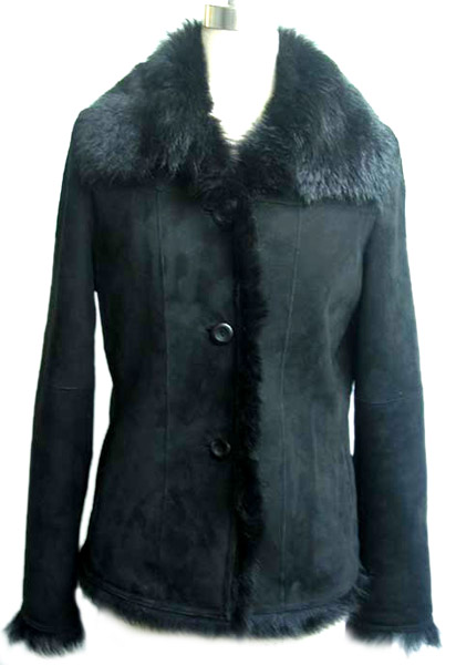  Ladies` Black Lamb Suede Jacket ()
