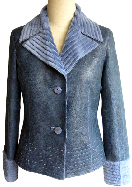  Ladies` Blue Crack Lamb Jacket ()