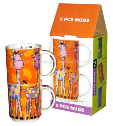  2pcs 9oz. New Bone China Mug (2шт 9oz. Новой кости китай Кружка)