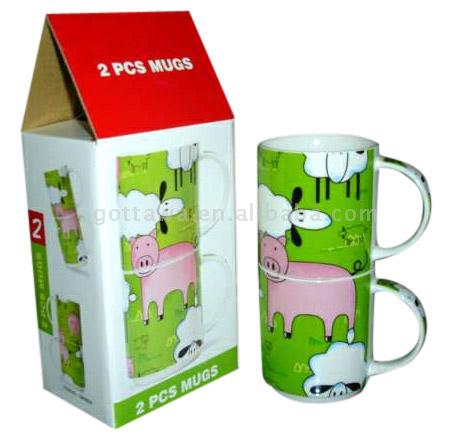  2pcs 9oz. New Bone China Mug (2шт 9oz. Новой кости китай Кружка)