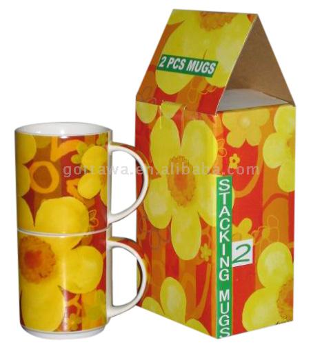  2pcs 9oz. New Bone China Mug (2pcs 9 onces New Bone China Mug)