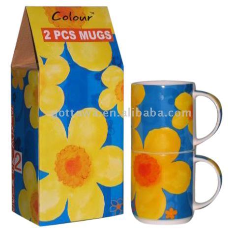  2pcs 9oz. New Bone China Mug (2pcs 9 onces New Bone China Mug)