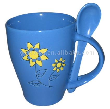  10oz. Stoneware Mug With Spoon (10 oz Mug en grès avec cuillère)