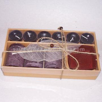 Brown Candle Set mit Keramik-Halter (Brown Candle Set mit Keramik-Halter)