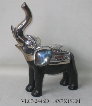  Polyresin Elephant W/Plated Finish On Ears ( Polyresin Elephant W/Plated Finish On Ears)