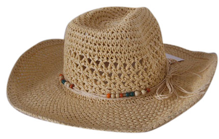  100% Paper Straw Floppy Hat with Wood Bead ( 100% Paper Straw Floppy Hat with Wood Bead)