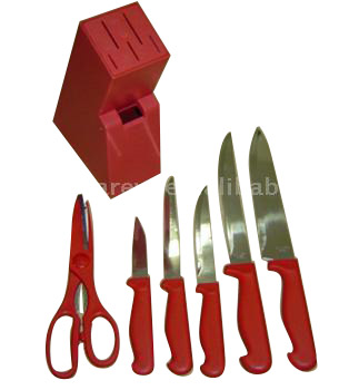  7pcs Knife Set with Plastic Block (7pcs Набор ножей с пластиковыми блока)