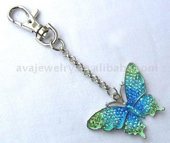 Butterfly Shaped Enamel Key Chain With Stones (En forme de papillon émail Key Chain avec des pierres)