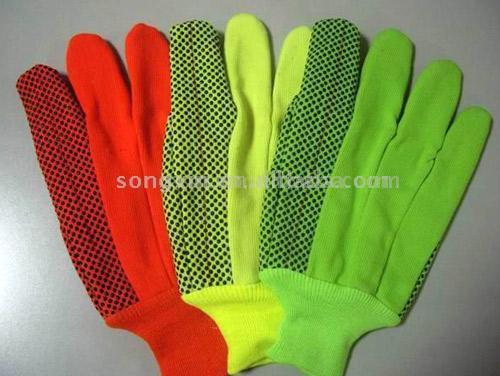  Fluorescent Glove with PVC Dots (Флуоресцентный перчатки с ПВХ Dots)