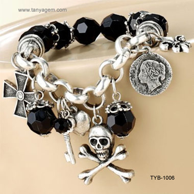 Skull grenzübergreifender Rundfunk Coin Charm Bracelet (Skull grenzübergreifender Rundfunk Coin Charm Bracelet)
