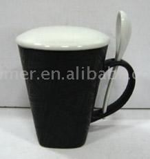  9oz Ceramic Mug & Lid with Spoon (9oz Tassen & Deckel mit Löffel)