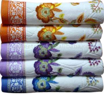  Wide Border Towel with Reactive Printing ( Wide Border Towel with Reactive Printing)
