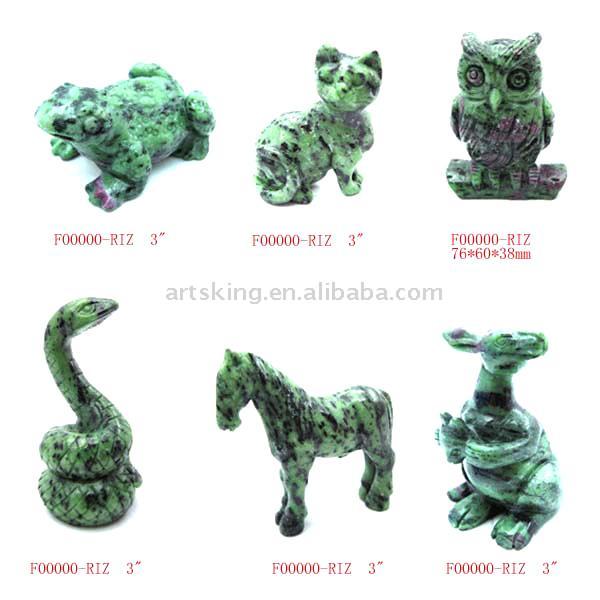  Semi-Precious Stone Carving (Ruby in Zoisite Animal Carving)