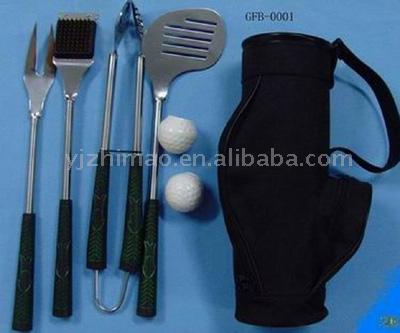  7pc Barbecue Set with Golf Shaped Bag (7pc барбекю Набор в гольф Shaped сумка)